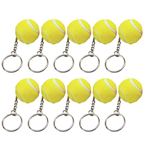 NUOBESTY llaveros de Pelota de Tenis Amarilla Llavero Colgante de Pelota de Tenis para favores de Fiesta recompensa de Carnaval Escolar Rellenos de Regalo de Bolsa de Fiesta Paquete de 10