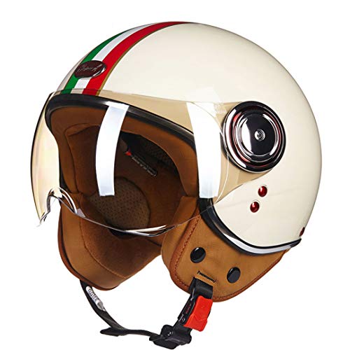 O-Mirechros Casco la Motocicleta Vespa la Vendimia Abierta la Cara Casco Retro Montar a Caballo compite con el Casco 1 XL