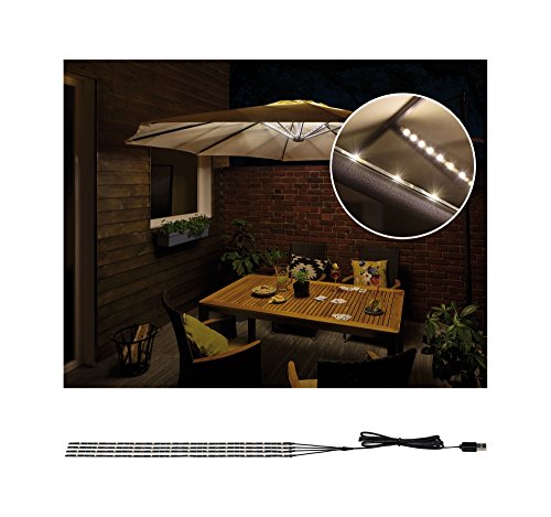 Paulmann Outdoor Mobile Lighting IP44 3000 K 4x0,4 m, Parasol, luminaria Decorativa, Tiras de luz, Strips LED 94208, 1.8 W, Negro, 40 x 0.5 x 0.3 cm