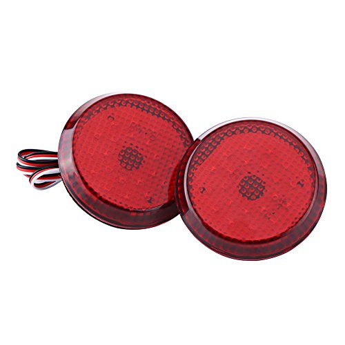 Qiilu 6.8 cm Coche LED Cola trasera Parachoques Reflector Luz Niebla freno Lámpara de Parada (rojo)