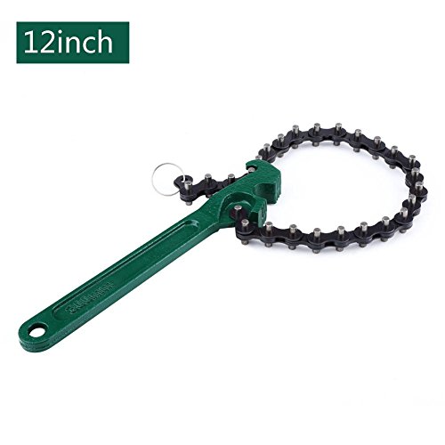 Qiilu Llave de filtro de aceite de coche, herramienta de extracción de llave inglesa de llave de filtro de combustible de aceite de cadena(12 inch)