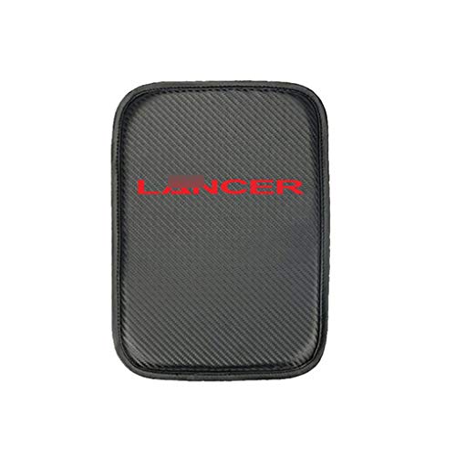 QYHL Almohadilla de reposabrazos Coche Cuero Fibra Carbono para Lancer GT, Cubierta Consola Central Coche CojíN De Protector Caja Asiento Reposabrazos Coche, Cojín la del reposabrazos tapizado Cuero