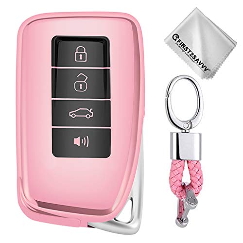 Rosado Funda para Llave Smart Key para Coche Lexus RX is ES GS LS NX RS GX LX RC LC NX300h NX200 ES350 GS350 GS300h GS450h RX200T 4 Button Carcasa Protectora [Suave] de [Silicona]