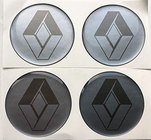 SCOOBY DESIGNS 4 pegatinas de aleación para Renault CLIO MEGANE (45 mm), color gris plateado