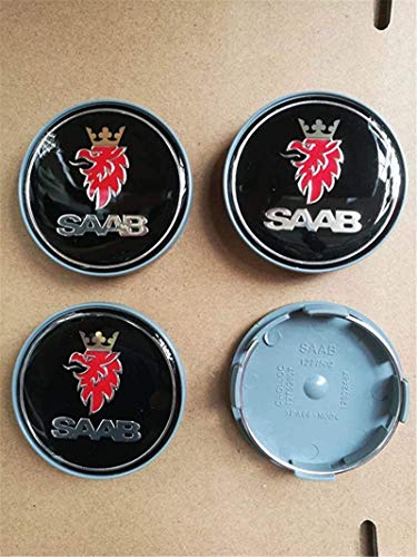 Set de 4 Saab Alloy ruota Hub Center Caps Saab 63 mm Copricerchi (negro)