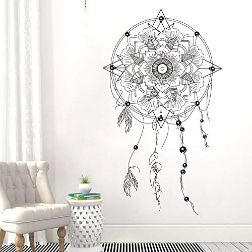 Simplicidad moderna Dream Catcher Adhesivos de pared Calcomanías de plumas Mandala para dormitorio Decoración de pared Decoración de la habitación de los niños Home Art Mural 19 Verde 42x71cm