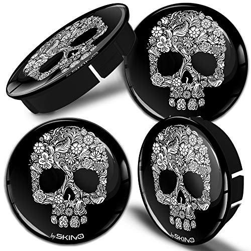 SkinoEu® 4 x 60mm Universal Tapas de Rueda de Centro Skull Craneo Punisher Tapacubos para Llantas Coche C 80