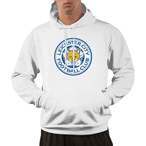 Sudadera con Capucha para Hombre de Leicester City, Sudadera de Moda Informal con Estampado de Letras de algodón, Sudadera de Manga Larga, cálida, Blanca XXL