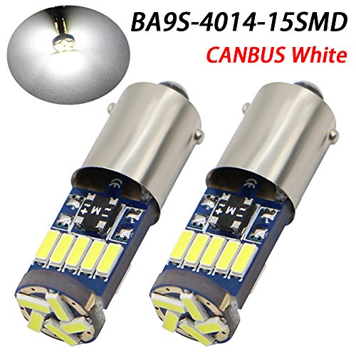 TABEN 2 uds Canbus BA9s Bombilla LED 15 SMD 4014 Chipset BA9S H6W T4W Luz de estacionamiento Luz de Marcha atrás de Reserva Bombilla de luz Blanca sin Errores Bombilla de luz Blanca 12V