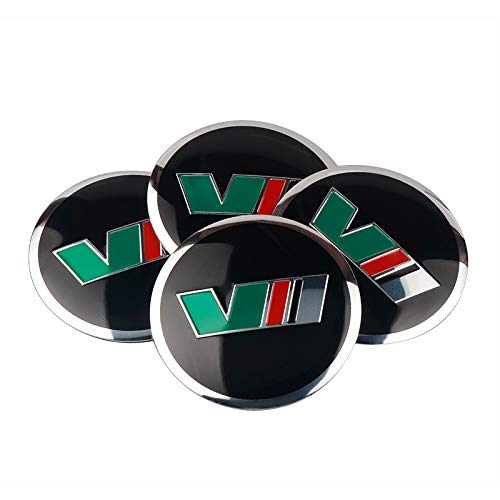 Tapas centrales para llantas Estilismo de automóviles Compatible con VII VRS Logo 4pcs Coche Wheels Center Hub Cap Pegatinas Compatible con Skoda Octavia 1 2 3 A5 7 RS Accesorio Ornamental para Tapacu