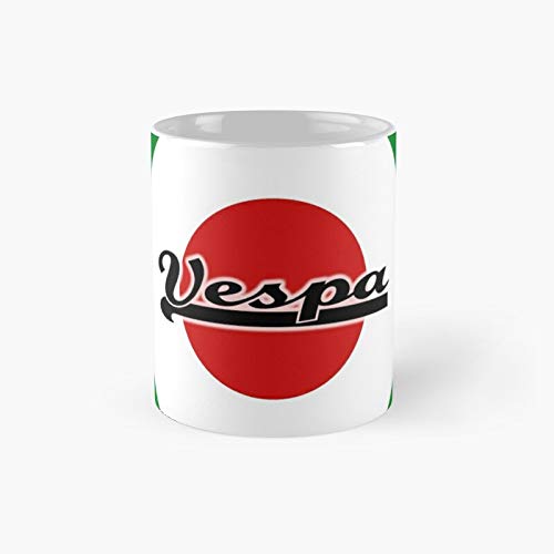 Taza clásica con diseño de bandera italiana con texto en inglés "Vespa" y texto en inglés "Best Gift Funny Coffee" (12 onzas)