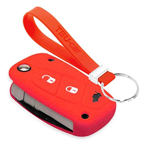 TBU car Funda Carcasa Llave Compatible con Lancia - Funda de Silicona - Cover de Llave Coche - Rojo