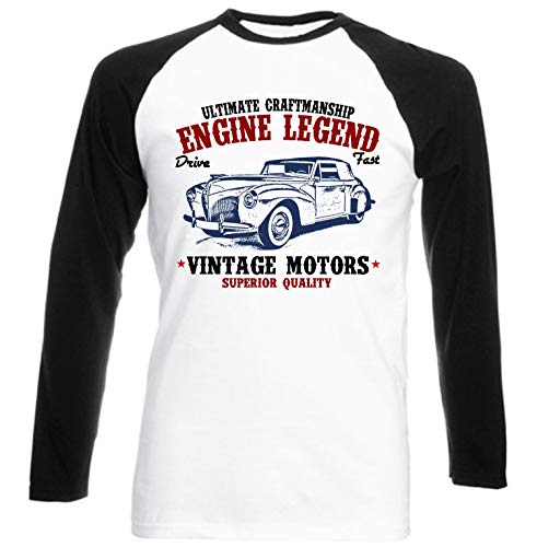 Teesandengines Lincoln Zephyr Continental cabriolet 1939 Engine Legend Camiseta de Mangas Negra largas T-Shirt Size Small