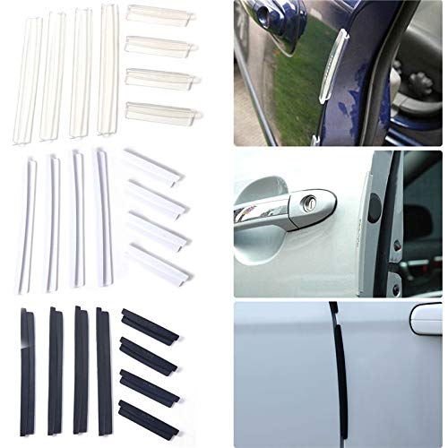 Tira de parachoques 8pcs / set del coche SUV puerta lateral protector de borde de banda de protección Raspe la Guardia paragolpes asa de la cubierta Negro Blanco Transparente (Color : Black)