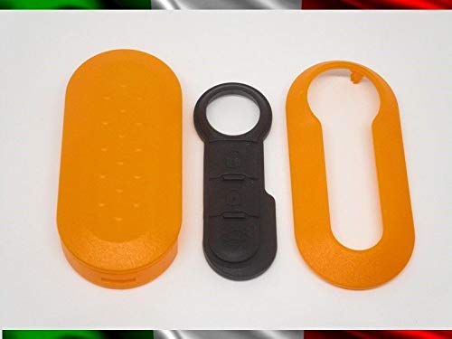 TOPBEST - Carcasa para Llave con Botones de Goma para Fiat 500 Grande Punto EVO Bravo Panda 500L Lancia Y Ypsilon Musa Delta Scocca, Color Naranja