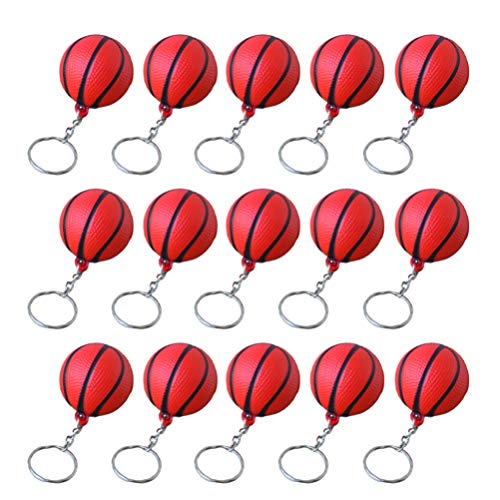 TOYANDONA 15 Piezas Llaveros de Baloncesto Pu Deportes Llaveros de Bolas Llavero Decorativo Colgante Regalos Baloncesto Juguete para Jugadores Atletas Fanáticos Del Deporte Rojo