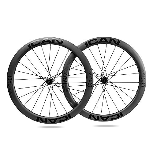 TRIAERO Alpha 50 Carbon Road Bike Wheelset Clincher Tubeless Ready Rim Novatec A291SB-SL / F482SB-SL Hub Pillar 1423 Radios 24/24 Orificios