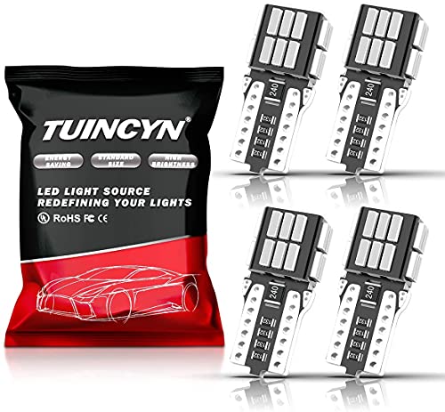 TUINCYN 194 168 T10 W5W Bombilla de luz LED roja CANBUS sin errores 912 921 2825 Interior del coche Luz de techo Mapa Puerta Luces de matrícula de cortesía DC 12V (Paquete de 4)