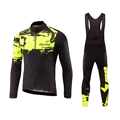 Uglyfrog MTB Deportes al Aire Libre, Ropa Ciclismo Invierno, Hombre Larga Conjunto + Pantalones de Acolchado 20D, Montar Ropa Set, Térmico, Transpiración FAEDXHUNP01