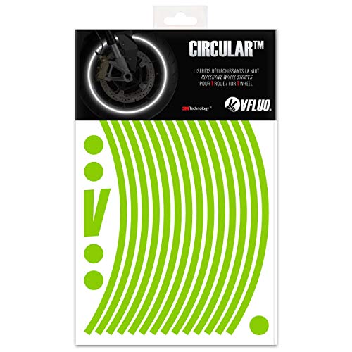 VFLUO Circular™, Kit de Cintas, Rayas Retro Reflectantes para Llantas de Moto (1 Rueda), 3M Technology™, Anchura Normal : 7 mm, Kawazaki Verde