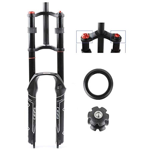 VTDOUQ Horquilla de suspensión de Bicicleta MTB 26/27.5/29"Freno de Disco de Amortiguador de Rappel hidráulico de Doble Hombro DH/Am/FR 1-1/8" 1-1/2"QR de 130 mm