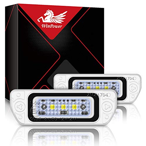 WinPower LED Luz de matrícula 3 SMD Luz de matrícula LED 6000K Xenón Blanco con Canbus Sin errores Compatible con Mercedes-Benz ML GL R Clase W164 W251,2 Piezas