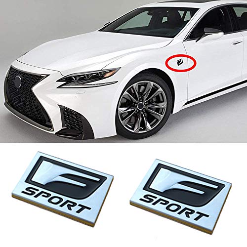 XCBW 1 par de emblemas Cuadrados F-Sport Etiqueta del Maletero Fender Logo Etiqueta engomada Lateral de la Etiqueta para L-EXUS CT ES ES GS LS NX GX SX LX LC GS300 RX300,Plata