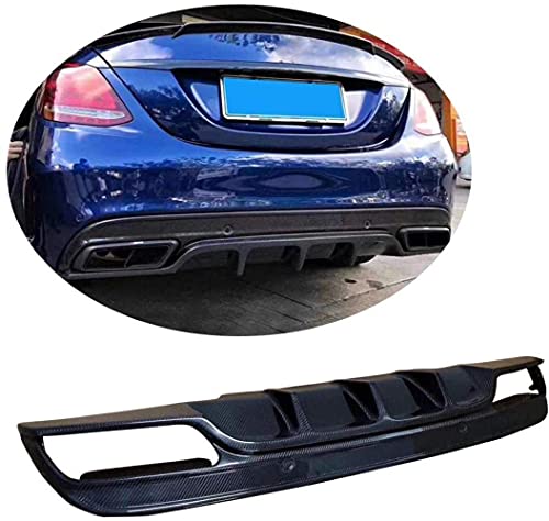 YMSHD Difusor Trasero Apto para Mercedes para Benz Clase C W205 Sport C43 C63 Amg Sedan 2015-2019 C200 C250 C300 C350 C400 Fibra de Carbono CF Kit de Cuerpo de alerón de Parachoques Inferior