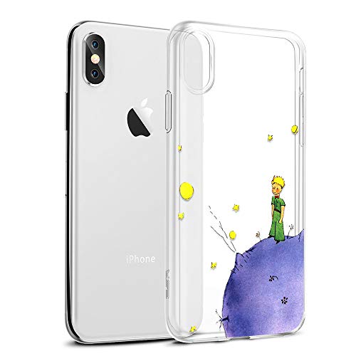 Yoedge Funda iPhone XS MAX Ultra Slim Cárcasa Silicona Transparente con Dibujos Animados Diseño Patrón [El Principito] Resistente Bumper Case Cover para iPhone XS MAX Smartphone (Púrpura)