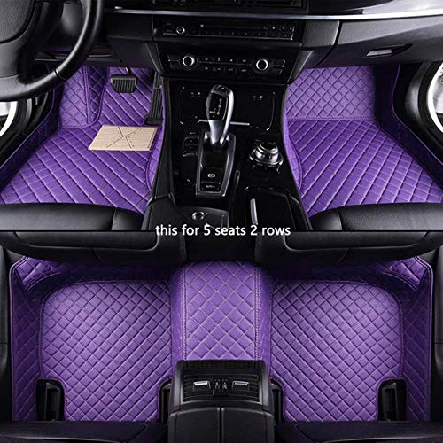 Youthus Alfombrillas Coche para Kyron, Presidente de SsangYong Korando Actyon Rexton Accesorios Coche Interior Cuero De PU Impermeable Antideslizante para Todo Clima 5 Asientos 2 Filas Morado