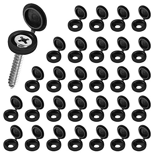 YUSHIWA 100 PCS Tapas de Tornillos de Plástico Cubierta de Tornillo con Bisagras Durable Tapón de Rosca Impermeable Protector de Tornillos para Tornillo de Bisagra y Decoración (Negro, 4 mm)