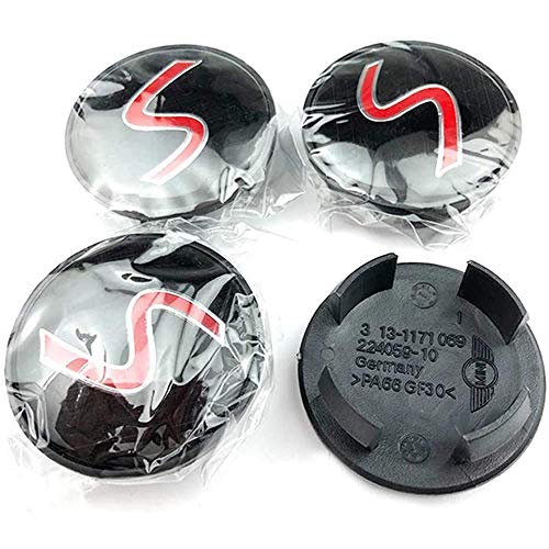 YZZR Tapas para Llantas,para Mi-ni Cooper S Coupe Jcw F56 F60 R50 R52 R53 R55 R56 de 54mm 4pcs con Logo Compatible Coche Centro de Ruedas Emblema Prueba de Polvo Pegatina Rueda Centro Cubierta