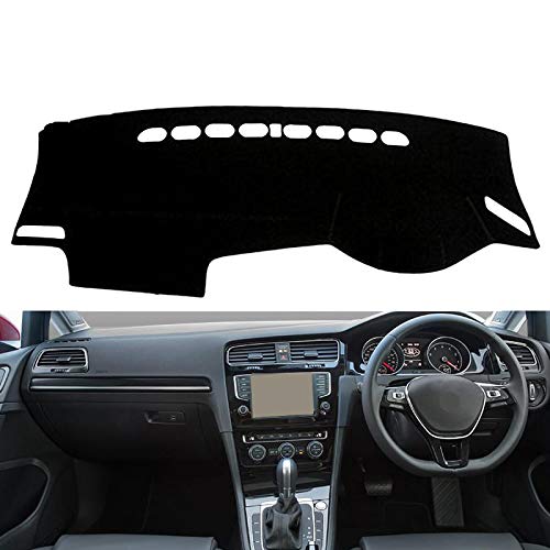 ZMMWDE Cubierta del salpicadero del Coche Alfombrilla para salpicadero Alfombra para salpicadero ,para Volkswagen Golf 7 MK7 Golf 2013 2014 2015 2016 2017 2018 Golf7 Negro