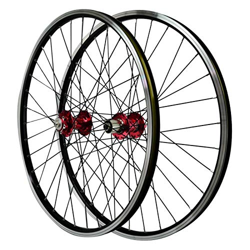 ZNND 26'' Ciclismo Wheels,Llanta de Aleación Aluminio de Doble Pared Buje Delantero 2 Trasero 4 Cojinetes Freno de Disco En V (Color : Red)