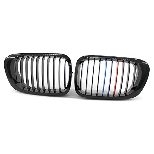 ZQCJDM Parrilla de riñón para Parachoques, un par de Parrillas Delanteras 2 Listones m Color para 3 Series E46 4 Puertas 1998-2001 Coche de Coche Coche Exterior Parte,Slat m Style