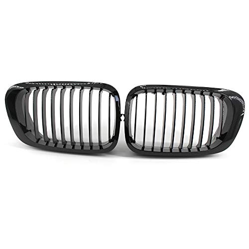 ZQCJDM Parrilla de riñón para Parachoques, un par de Parrillas Delanteras 2 Listones m Color para 3 Series E46 4 Puertas 1998-2001 Coche de Coche Coche Exterior Parte,Slat Gloss Black