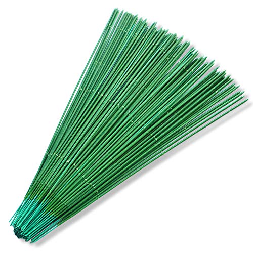 100 piezas de alambre de tallo floral de 30,48 cm, calibre 18, alambre de tallo verde oscuro para flores, alambre floral premium para manualidades, arreglos florales de floristería (30cm)