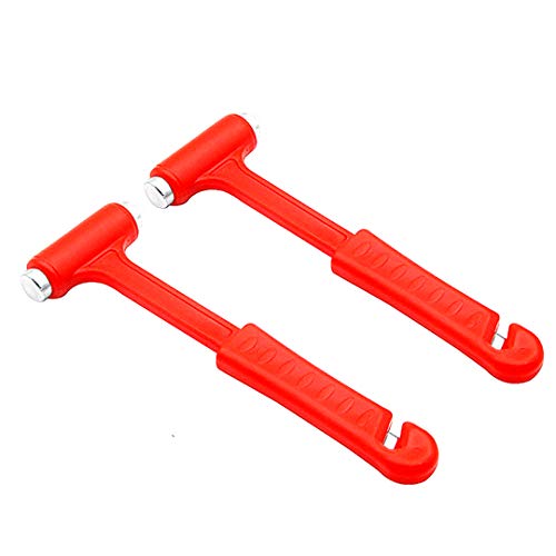 2pcs Herramientas Salida de emergencia resistente auto del coche de cristal de ventana martillo de la seguridad de escape y rescate del interruptor del cinturón de seguridad Kit de cortador Rojo