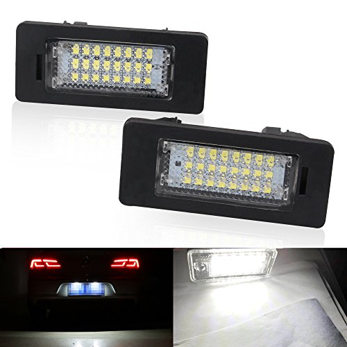 2Pcs Xenon Blanco 18 SMD Licencia número Placa Luz, Lámpara de La Luz de La Matrícula del Coche LED Super Brillante 6000K Para B-M-W 1 3 5 Series X1 X5 X6 M3 Auto lámpara interior