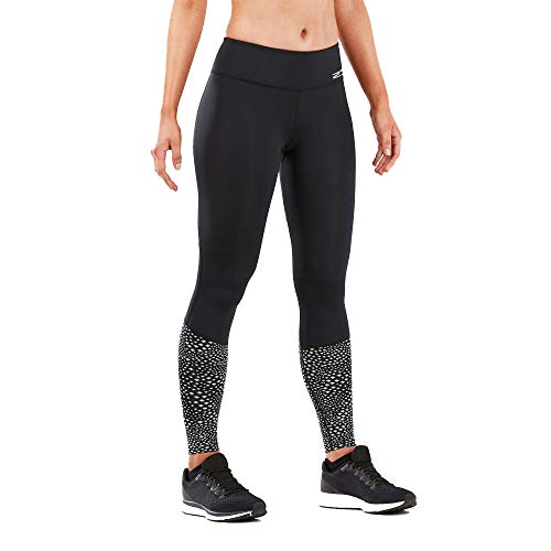 2XU Women's Reflect Run Medias de compresión Ajustadas – Wa5364b compresión Ajustada, Mujer, 9336340740063, Black/Silver GLO Reflective, Extra-Small