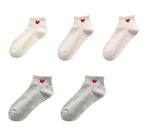 5 Par / Lote De Calcetines De Monopatín De Moda Para Mujer, Calcetines De Corazón Encantadores, Calcetines Cortos Simples Para Mujer, Calcetines De Barco Para Niña, Tj288, Cinco Pares, Talla Única