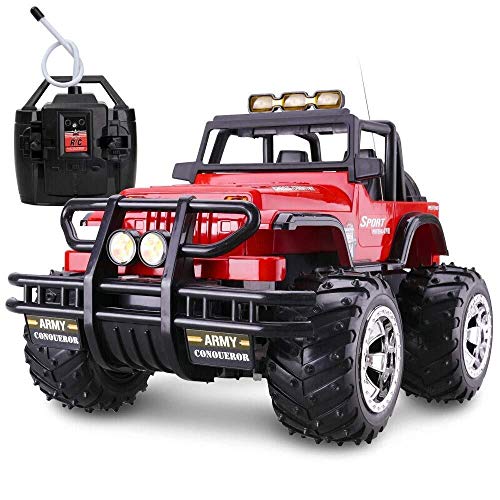 ADLIN Coche teledirigido 2.4Ghz 2WD todo terreno de alta velocidad de Rc coche motor doble doble Motors Rock Crawler Graffiti Monster Truck Racing, los niños juguetes, (sin la batería del mando a dist