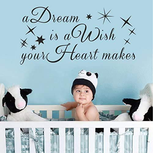 Anyuwerw Calcomanías de pared con cita "A Dream is a Wish Your Heart Maks", para niños, color marrón oscuro, 43 cm de alto x 34 cm de ancho, decoración de Navidad para la sala de estar