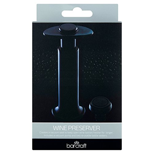 Bar Craft Juego de Conservadores vacío con Tapones para Botellas de Vino, Mezcla de Varios Materiales, Negro, 14 cm