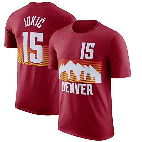 BMSD Camiseta de Verano Hombre NBA Nuggets Jersey Rojo Baloncesto Manga Corta Casual Street Teenager Camisetas de Media Manga, M