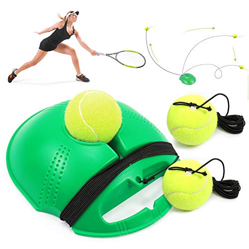 Buluri Entrenador de Tenis con Cuerda Elástica de Goma Entrenador de Pelota de Tenis autopráctica de Tenis Práctica Entrenamiento para Principiantes (Verde)