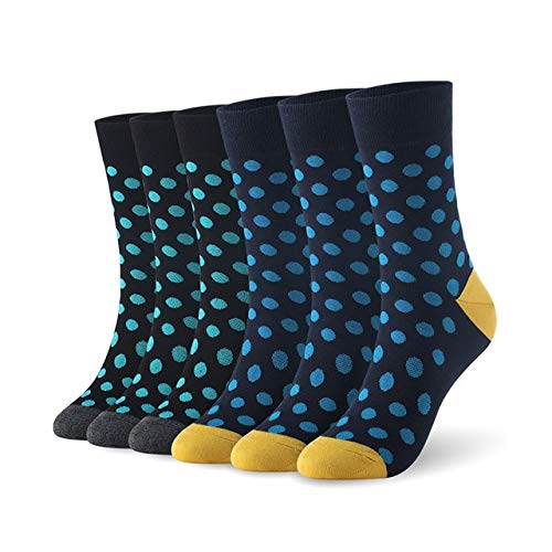 Calcetines de Hombre con patrón de Puntos de Fibra de bambú   , 6 Pares / Lote - Sblue3Blue3, Talla única