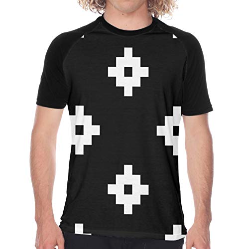 Camiseta de Manga Corta para Hombre,Patrón sin Fisuras con el Ornamento de Cruces incas Bordado étnico de Fondo,Divertidas Imprimir gráfica con Cuello Redondo y diseño Creativo L