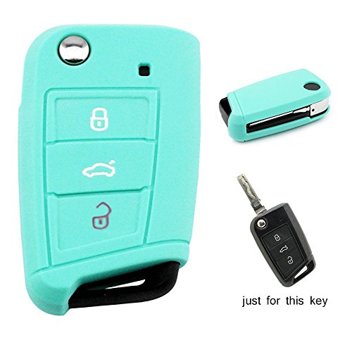 Carcasa de llave de Muchkey® Funda de silicona para las llaves del coche de 3 botones, funda protectora, 1pieza, azul