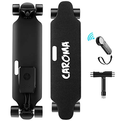 Caroma Skateboard Eléctrico con Control Remoto, Motor Dual 700W, Velocidad Máx 20 KMH, Alcance de 15 KM, Monopatín Eléctrico Longboard Eléctrico de Arce de 8 Capas para Adulto/Juventud